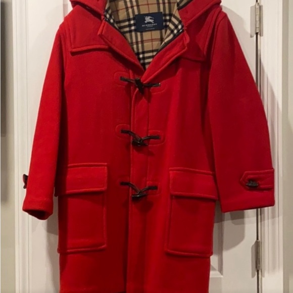 Burberry Wool Duffle Coat with Hood & Check Lining - Picture 1 of 16